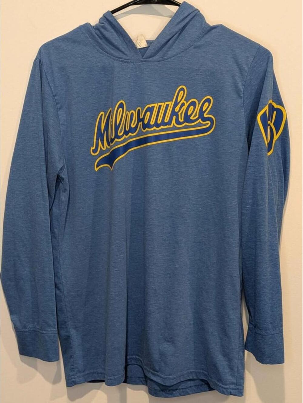 Milwaukee Brewers Blue Hooded Long Sleeve Shirt